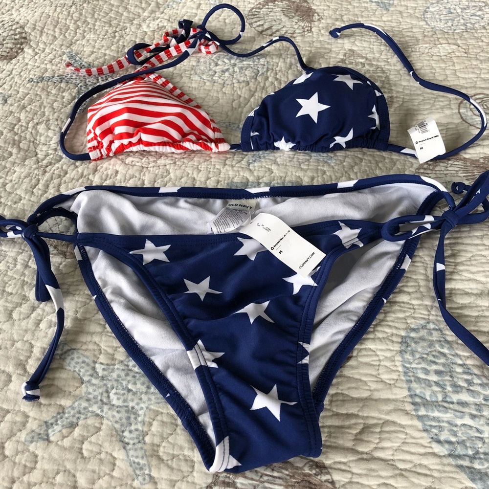 NWT Old Navy red white and blue bikini